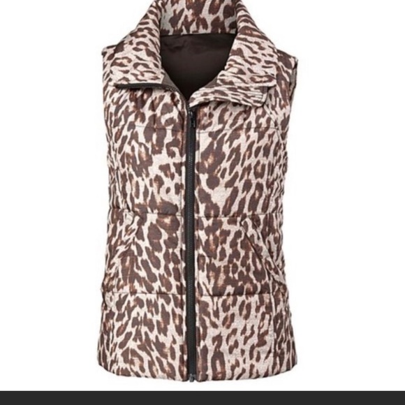 CAbi EUC XS Juliet Puffer Vest Leopard Print Zip Front Animal Cheetah leopard - Picture 1 of 9